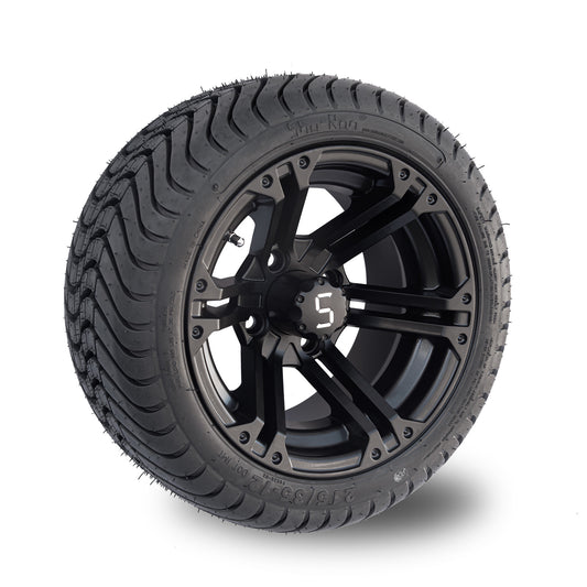 Slate 12-inch Matte Black golf cart alloy wheel and tyre