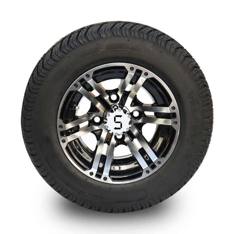 10" CREST Wheel & Tyre - Gloss Black machined Finished