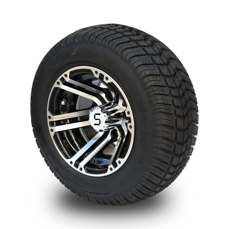 10" CREST Wheel & Tyre - Gloss Black machined Finished