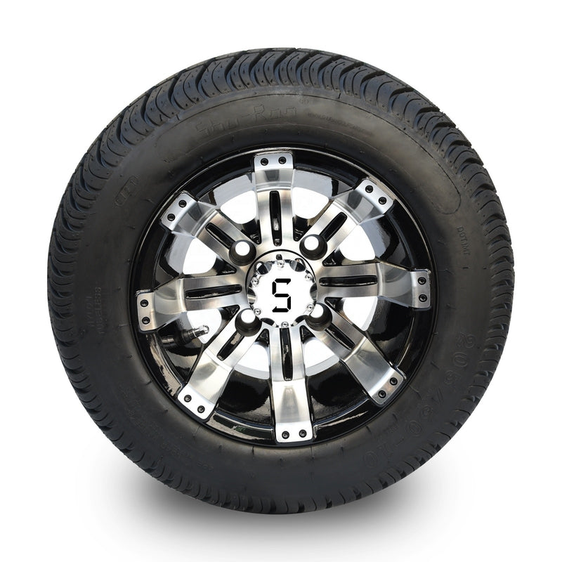 10" NOVA Wheel & Tyre - Gloss Black Machined Finishtire And Wheel
