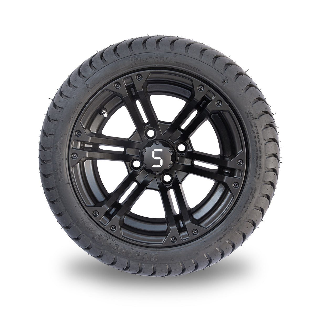 Slate 12-inch Matte Black golf cart alloy wheel and tyre