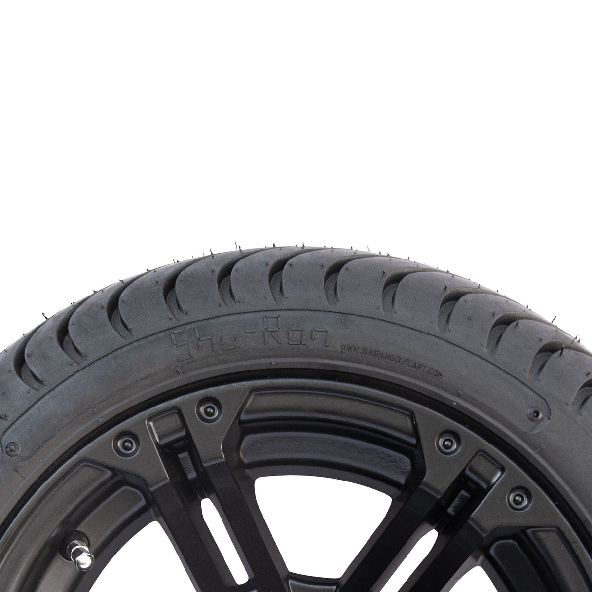 Slate 12-inch Matte Black golf cart alloy wheel and tyre