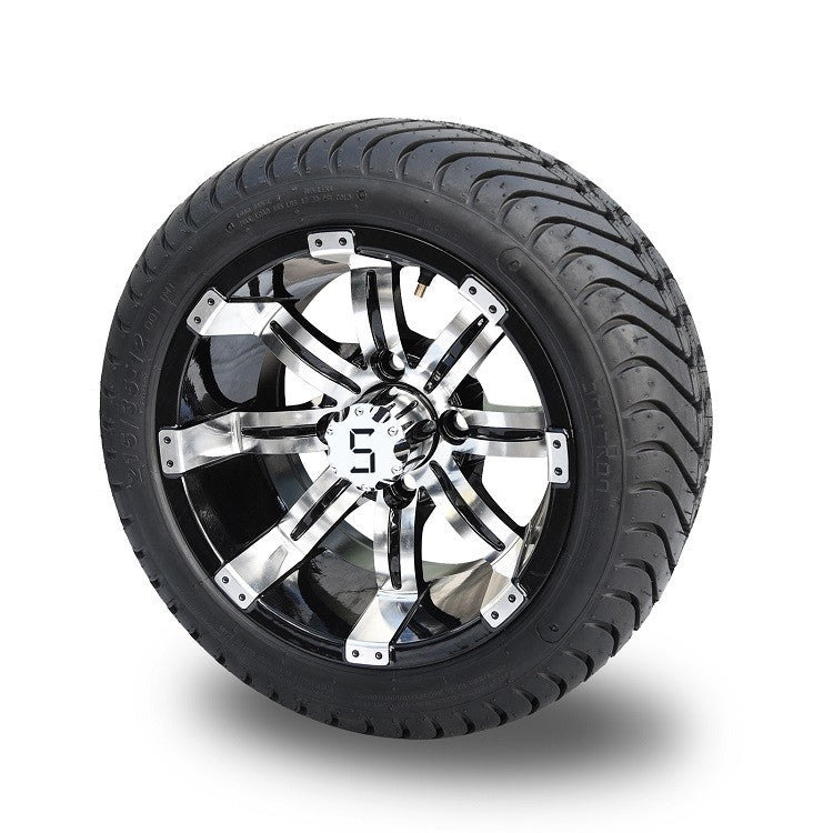14" Eclipse Wheel & Tyre Combo - Gloss Black Machine Finish