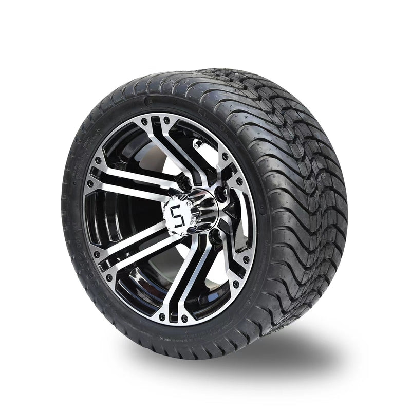 12" Summit Wheel & Tyre Combo Gloss Black Machined Finish