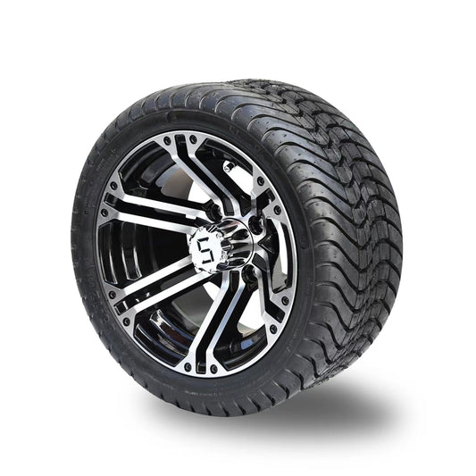 12" Summit Wheel & Tyre Combo Gloss Black Machined Finish