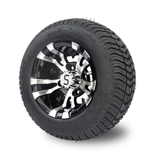 10" NOVA Wheel & Tyre - Gloss Black Machined Finishtire And Wheel