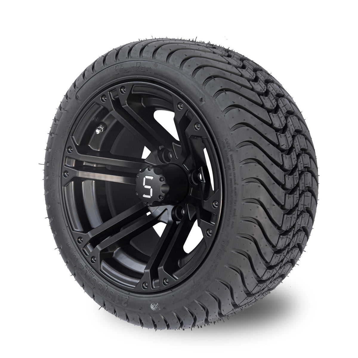 Slate 12-inch Matte Black golf cart alloy wheel and tyre