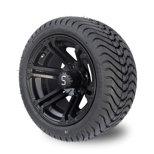 Slate 12-inch Matte Black golf cart alloy wheel and tyre